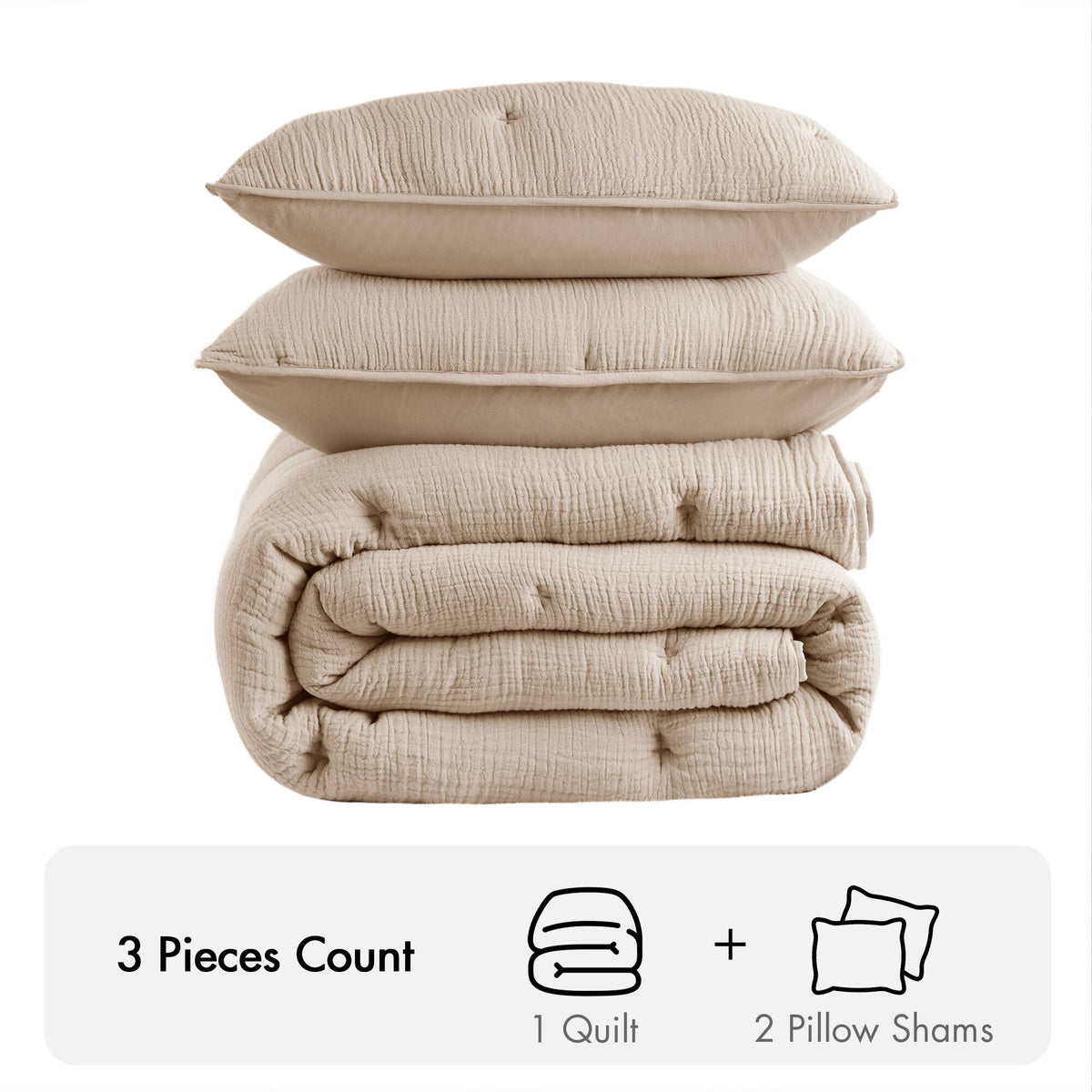 3-Piece Full/Queen Cotton Embroidered Quilt Set