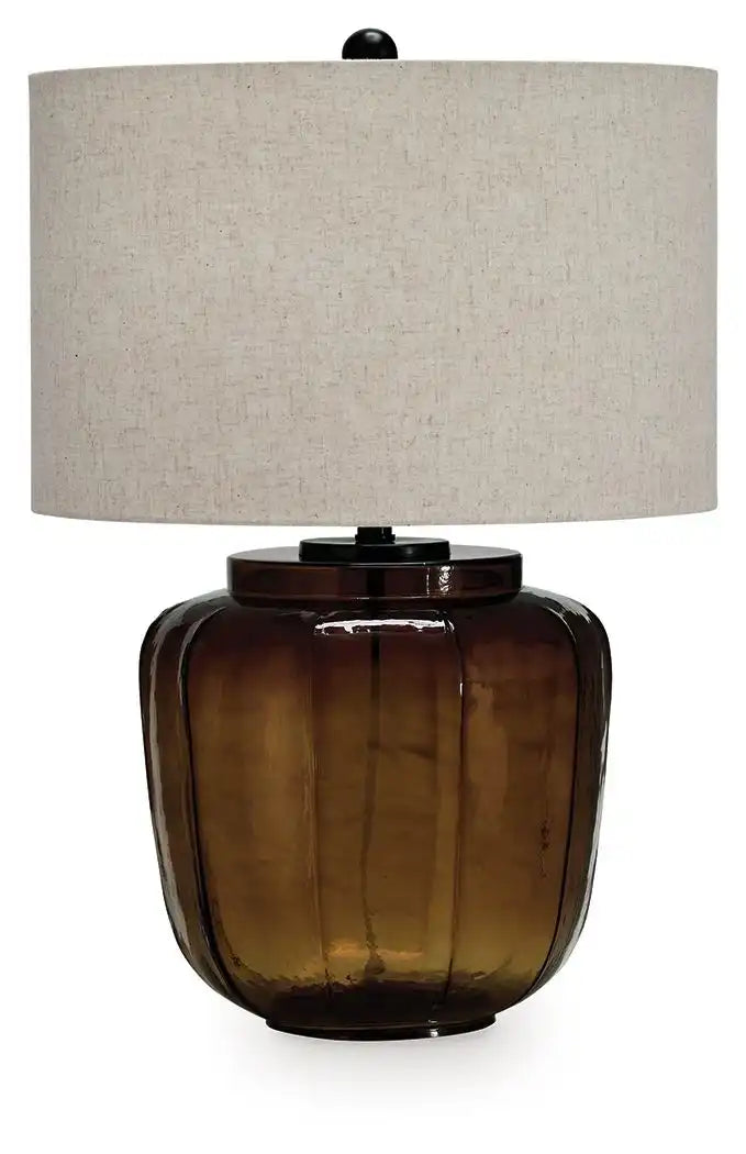Bainmore - Glass Table Lamp - Amber - Best Buy Furniture