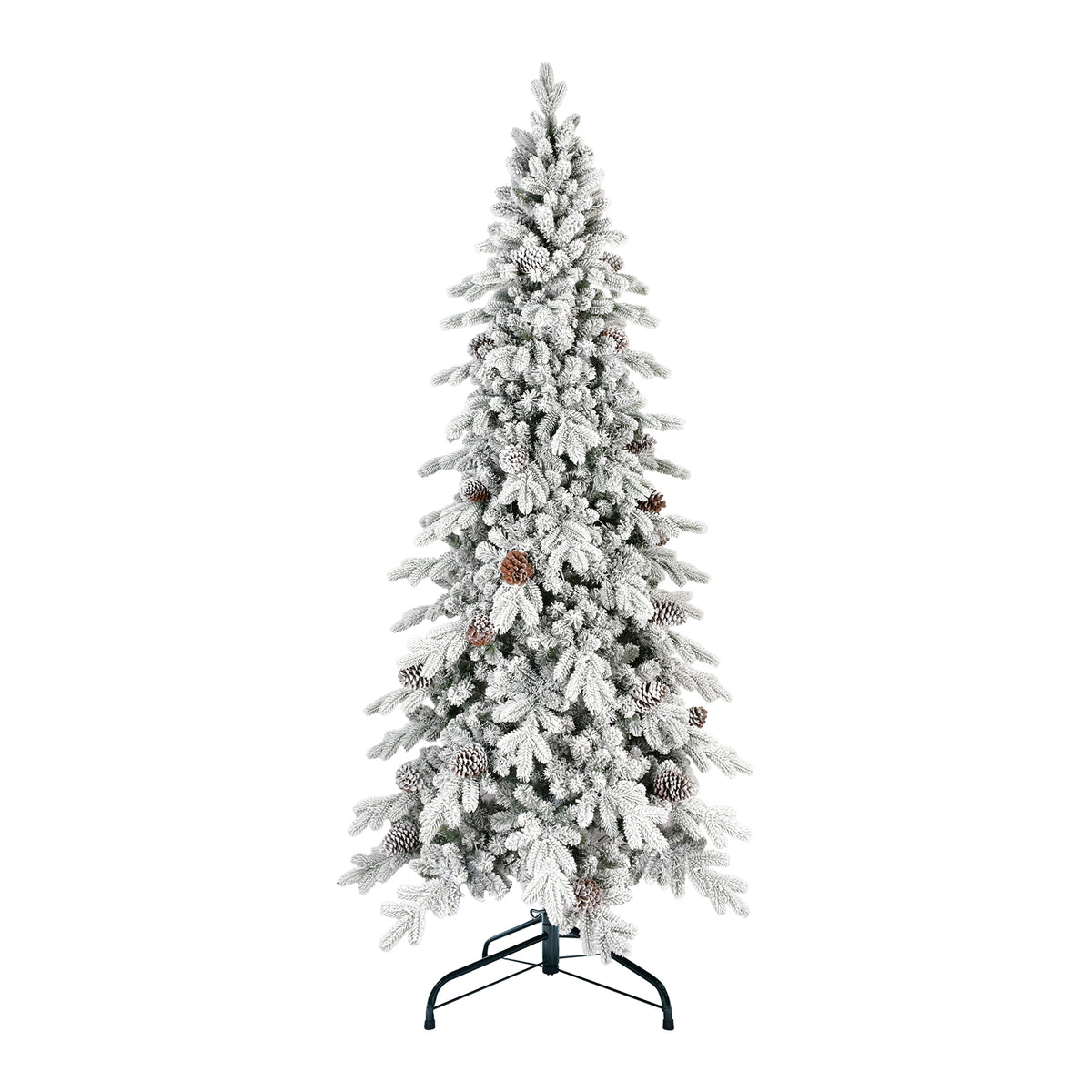 7.5 FT Flocked Christmas Tree with 40 Natural Pine Cones
