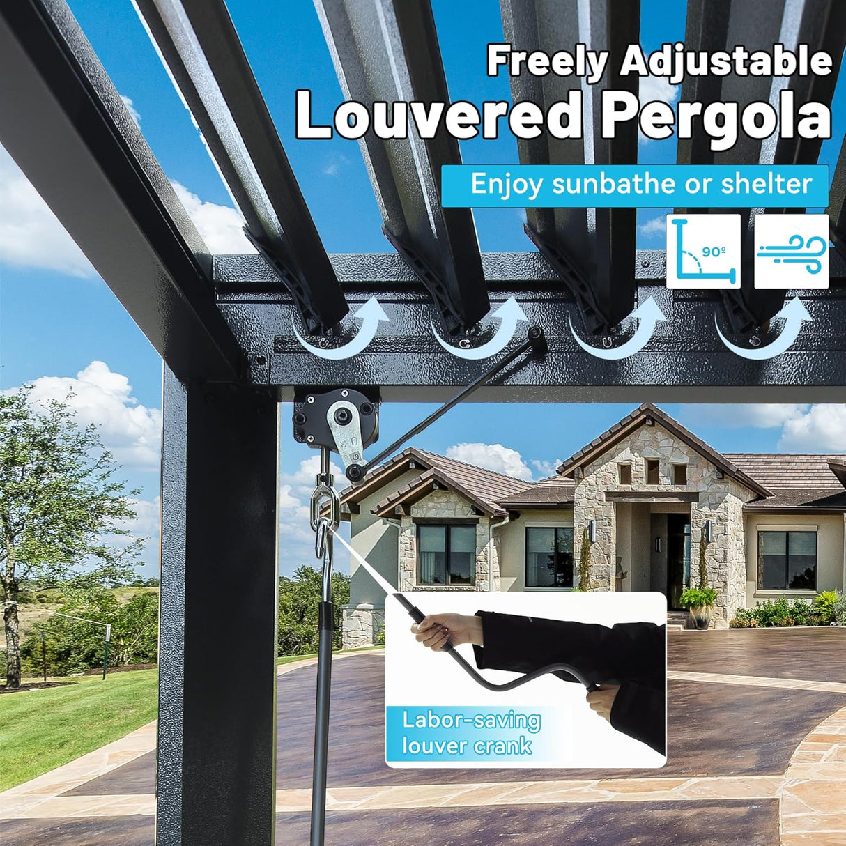 8x5 Ft Grill Louvered Pergola for Outdoor Grill