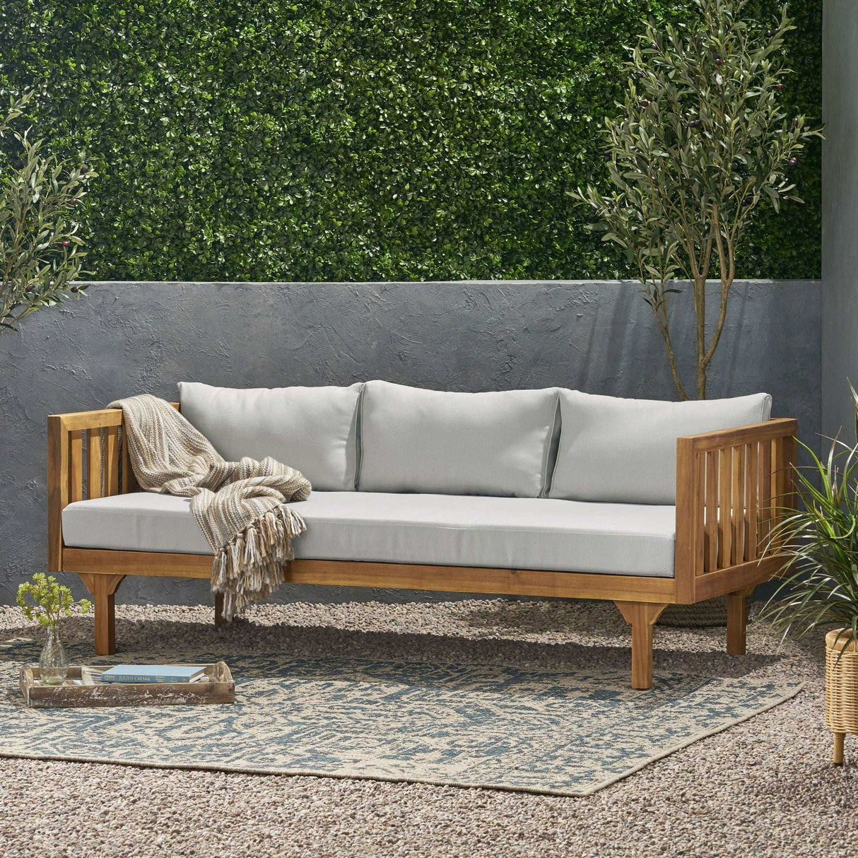 Claremont - 3 Seater Daybed Teak Acacia Wood Water Resistant Cushions - Best Buy Furniture