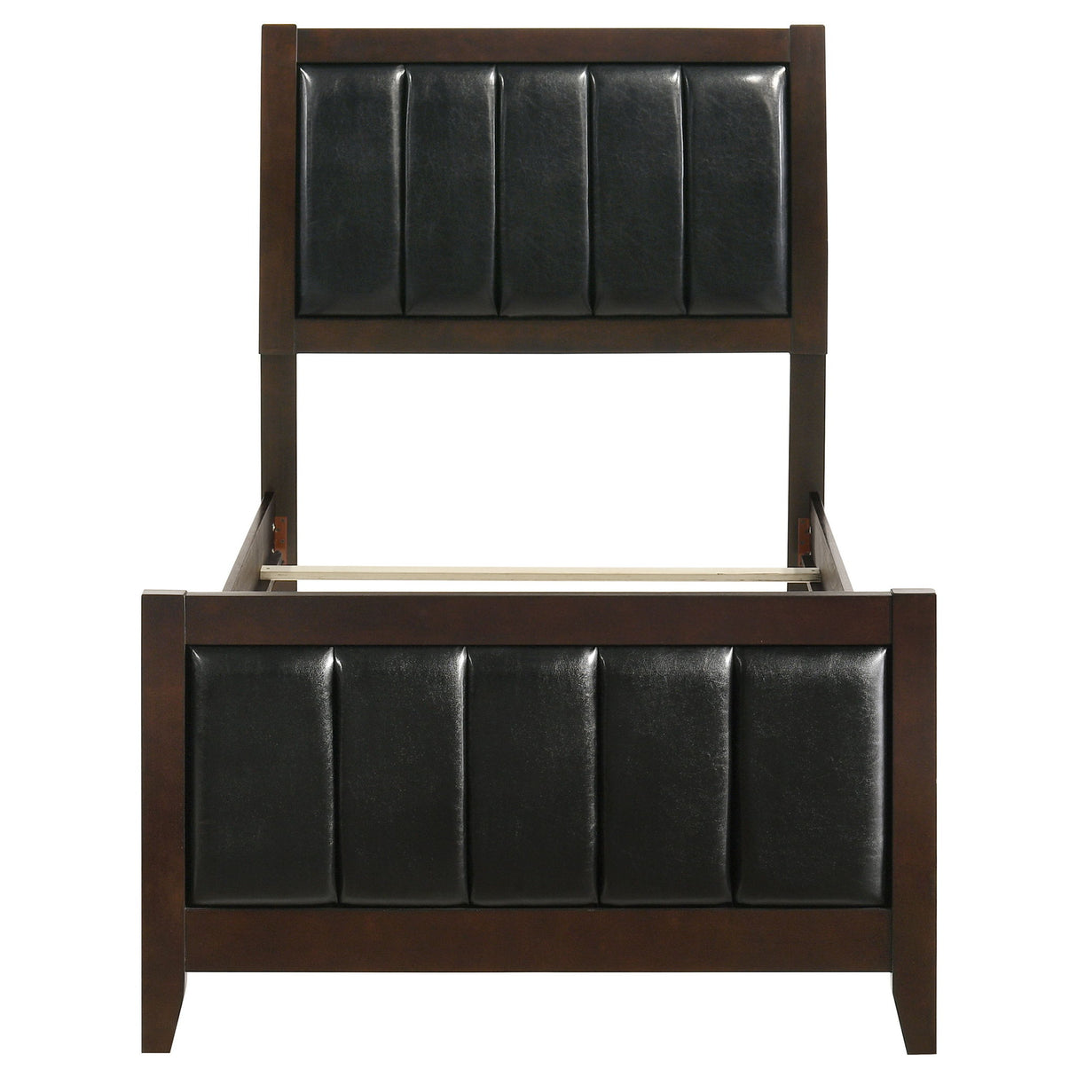 Twin Panel Bed With Headboard And Tapered Legs - Brown