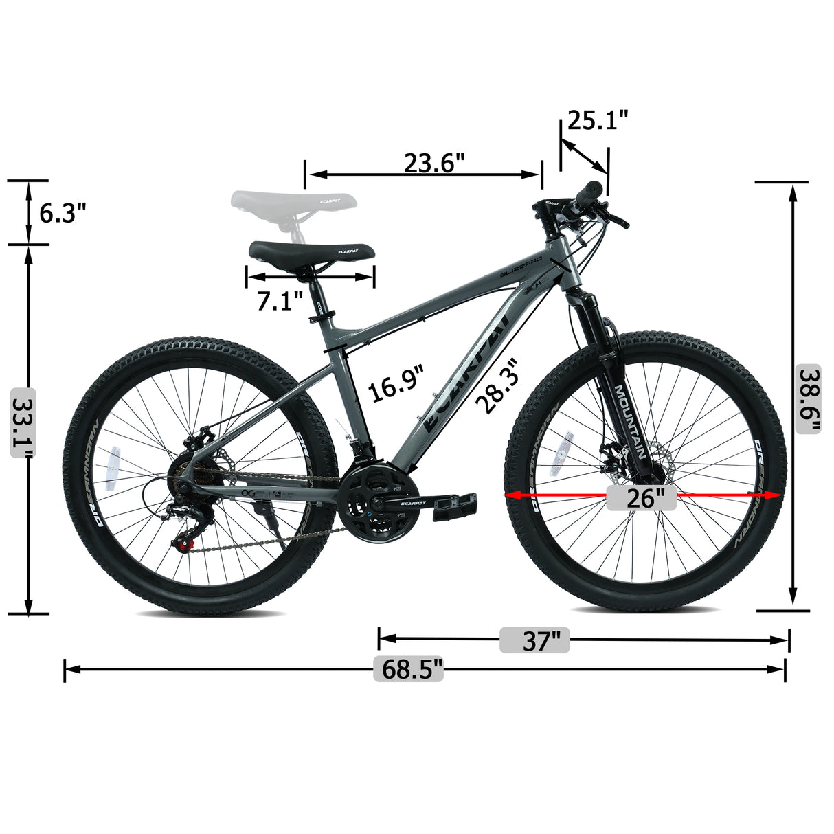 Ecarpat 26 Inch All-Terrain Mountain Bike