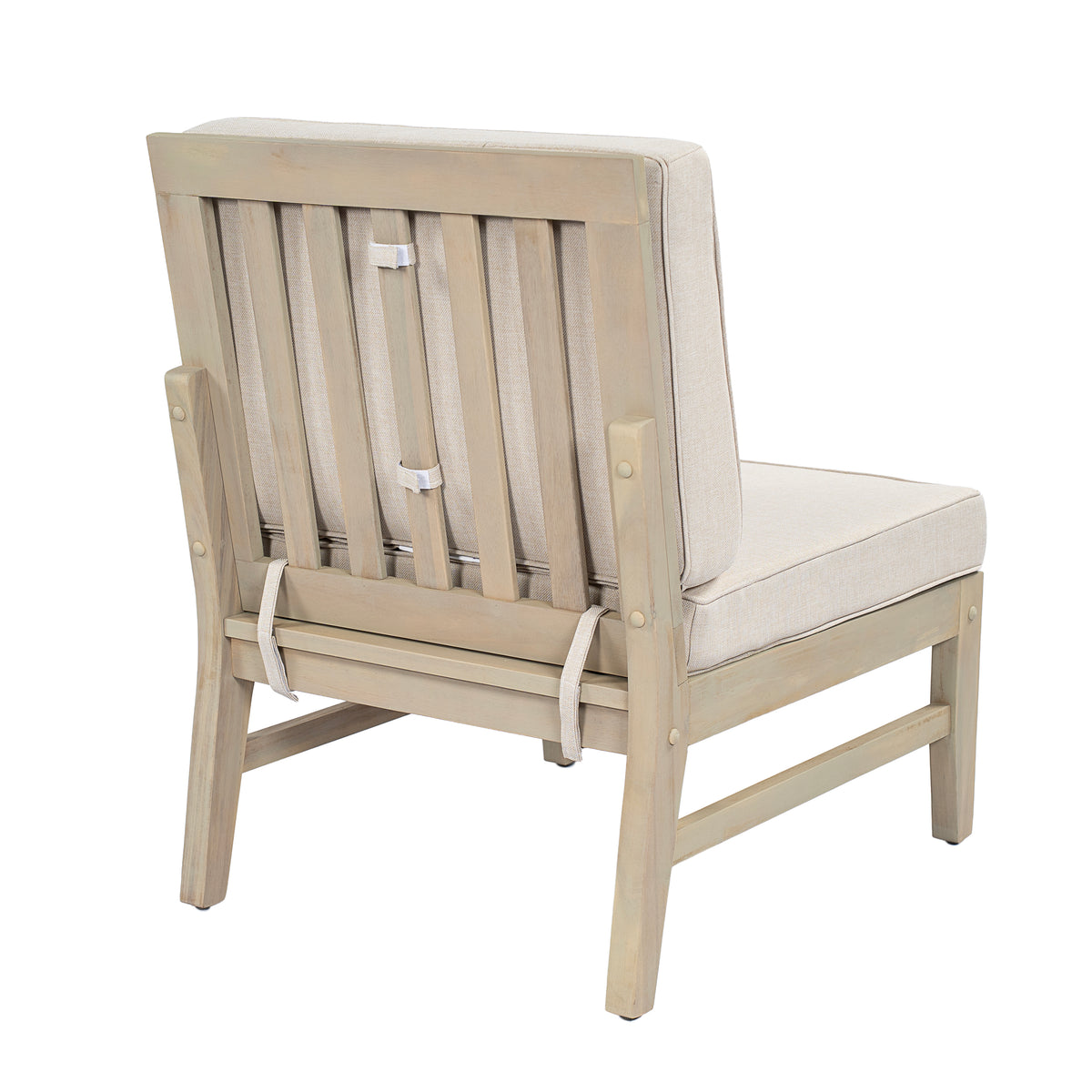 Perla Right Armless Chair in Acacia Wood