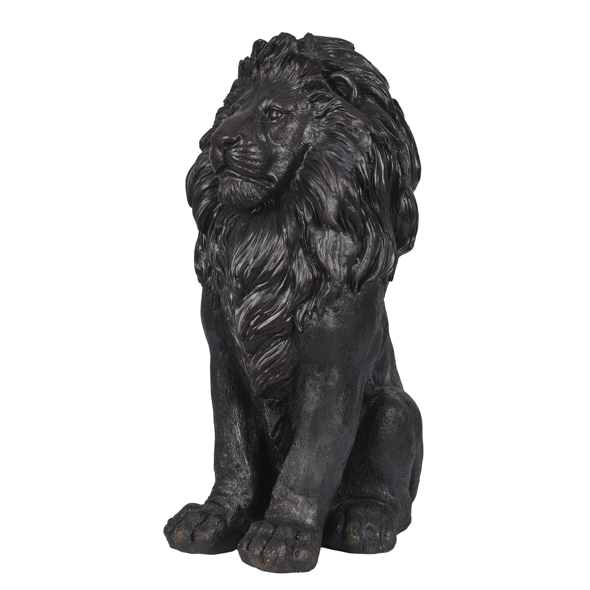 Modern Black Lion Statue with Matte Finish - 24.6" High