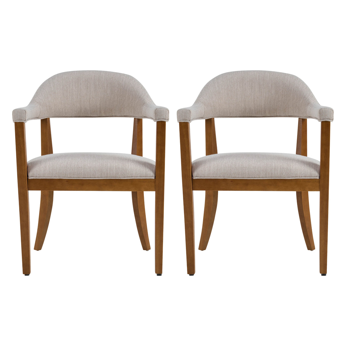 Wood Frame Upholstered Dining Chairs with Armrests (Set of 2)