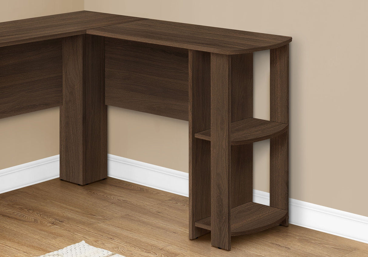 Computer Desk, Home Office, Corner, Storage Shelves, L Shape, Laptop, Contemporary & Modern - Walnut - Best Buy Furniture