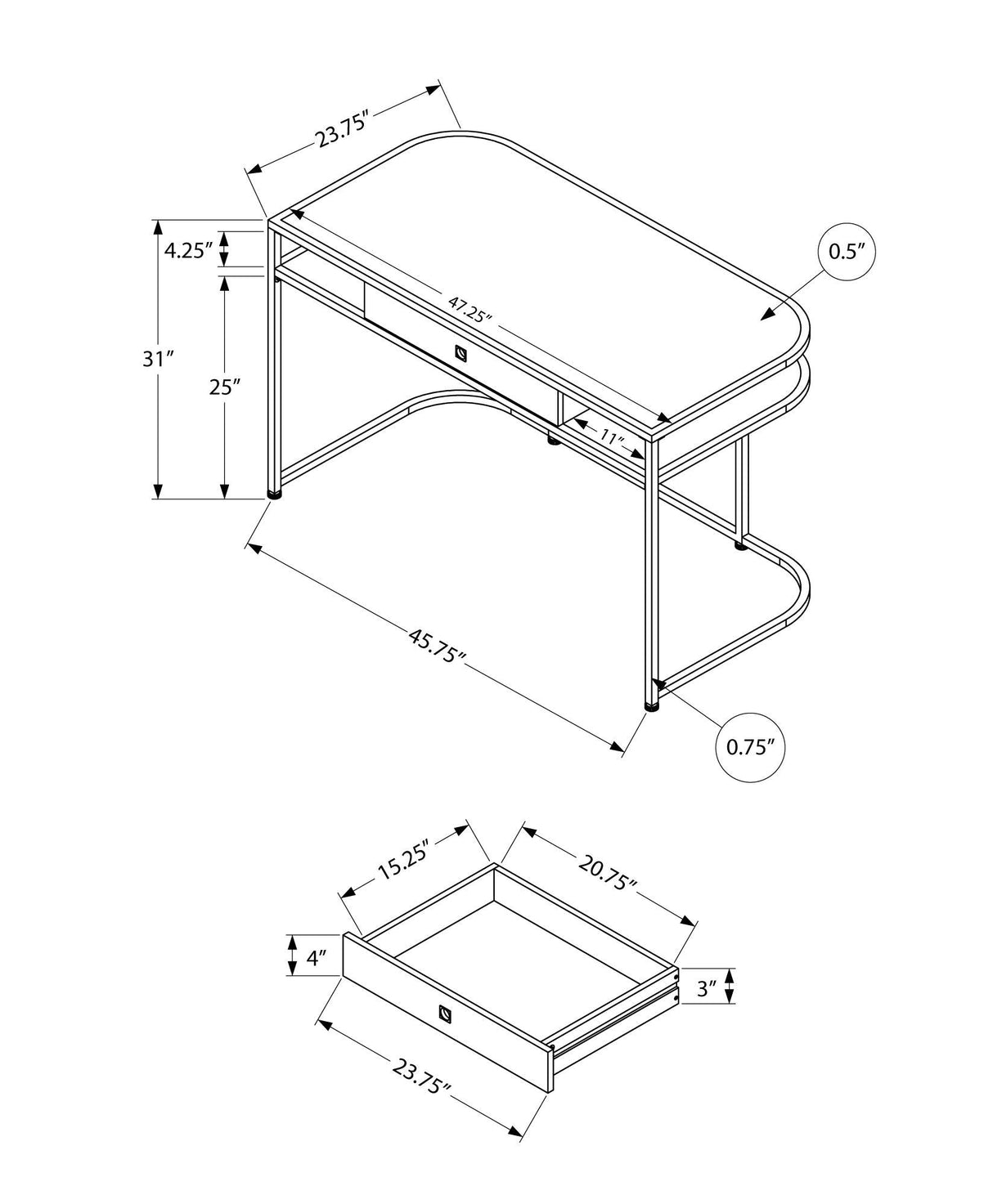 Computer Desk For Home Office, Laptop, Storage Drawers, Contemporary And Modern - White - Best Buy Furniture