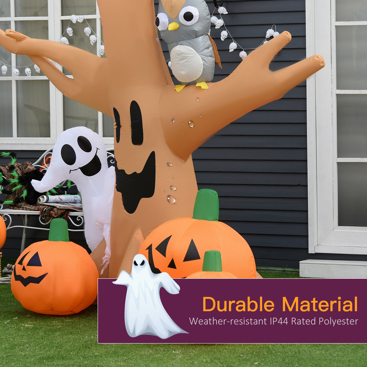 HOMCOM 7.5' Tall Lighted Halloween Inflatable Yard Decoration