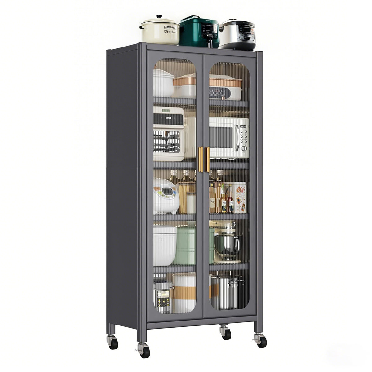 Open-Door Kitchen Shelving Floor-to-Ceiling Storage Cabinet