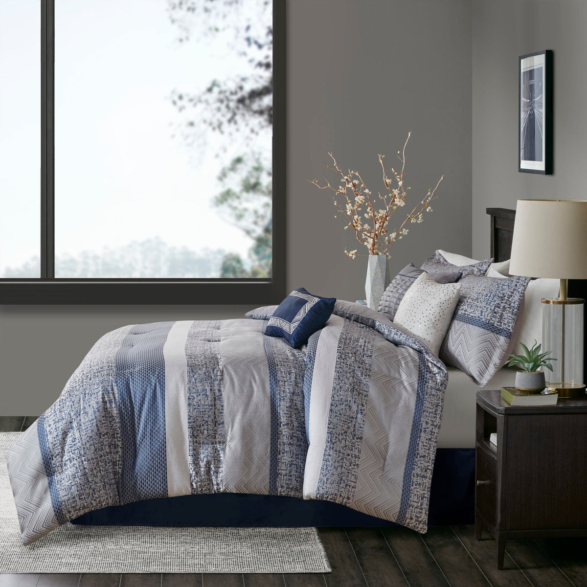 7 Piece Jacquard Comforter Set
