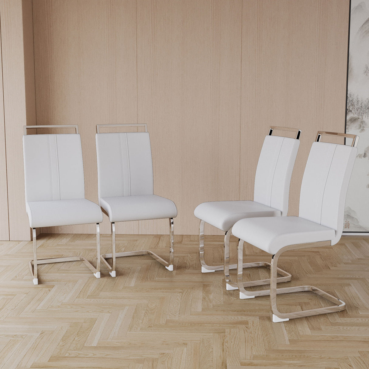 Modern Dining Chairs With Padded Seat, High Back