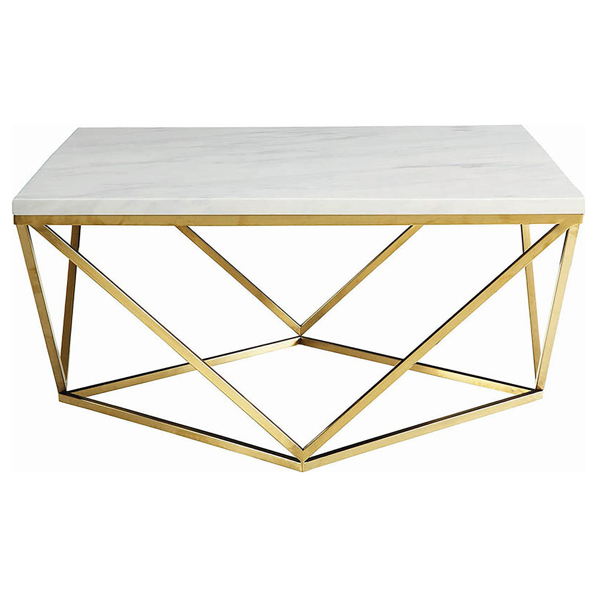 Orion - Coffee Table With Leg Geometric Design - White