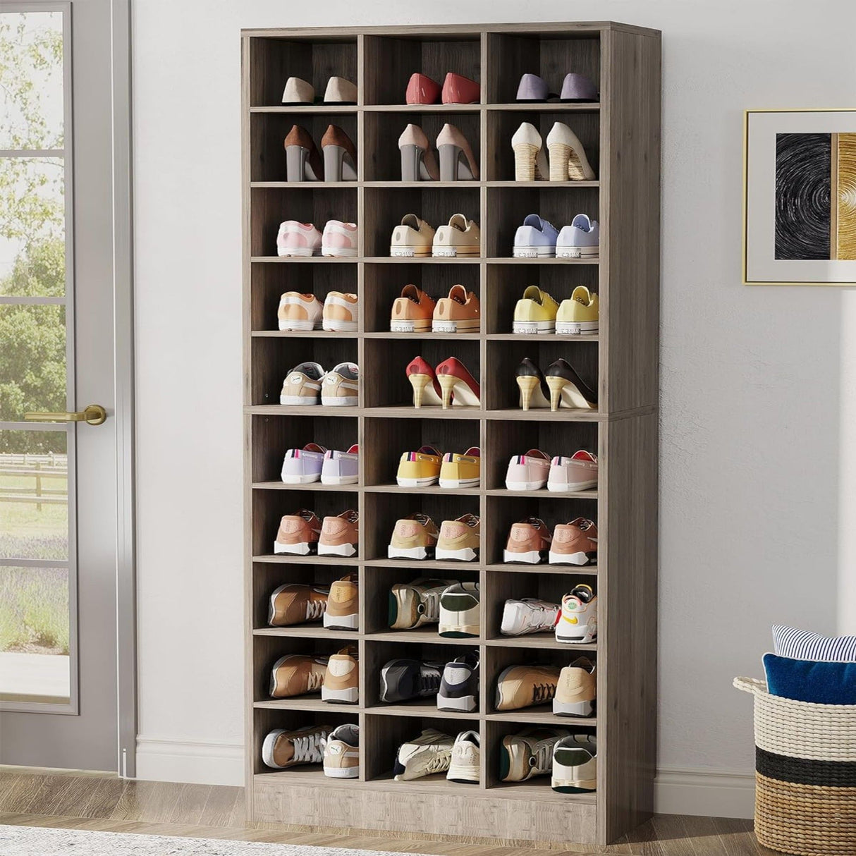 10 Tier Shoe Storage Cabinet With 30 Cubbies