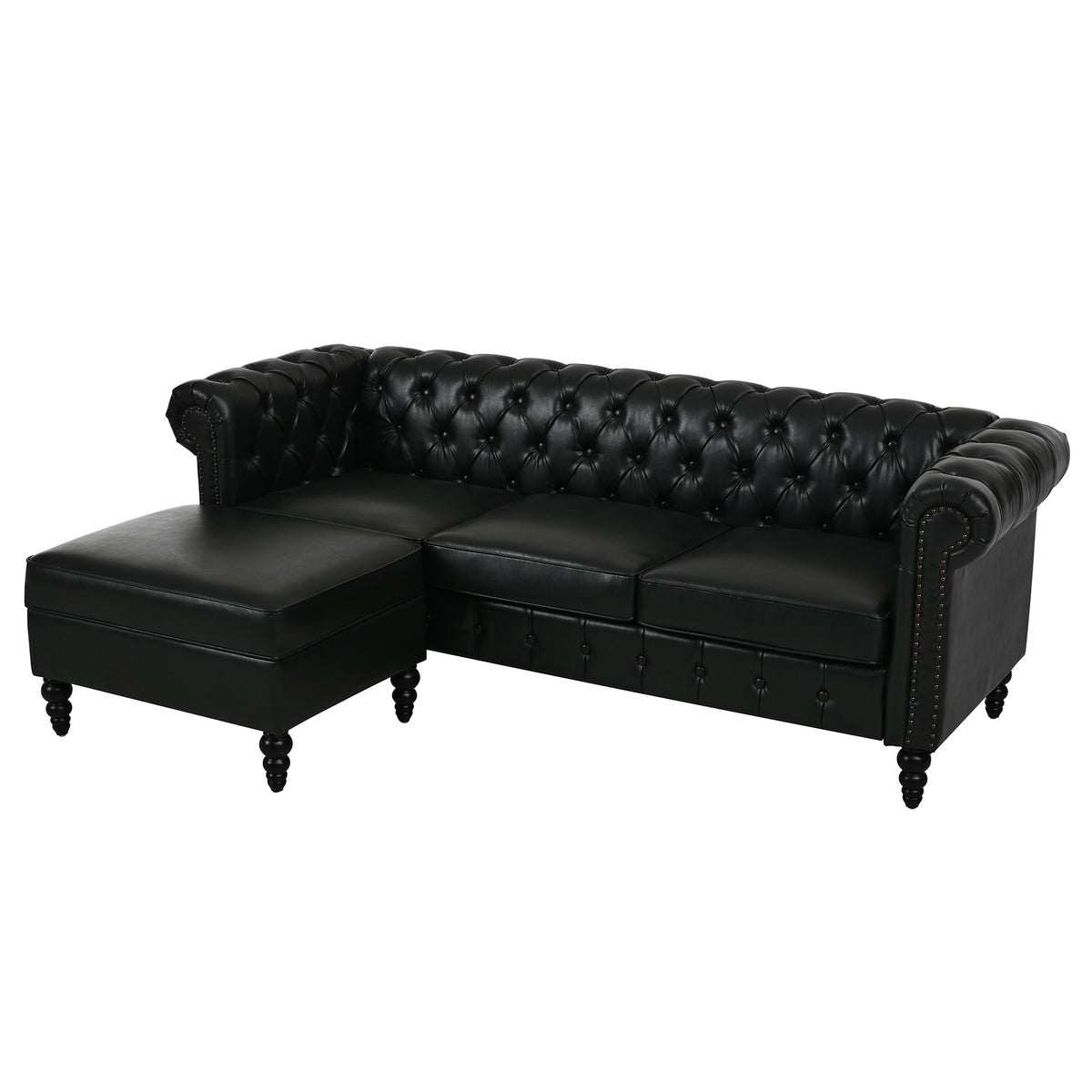 U-style 85" Modern 4-Seater L-Shaped Sectional Sofa with Storage Ottoman