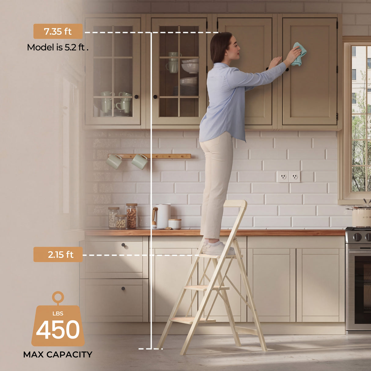 3 Step Ladder Folding Step Stool for Adults