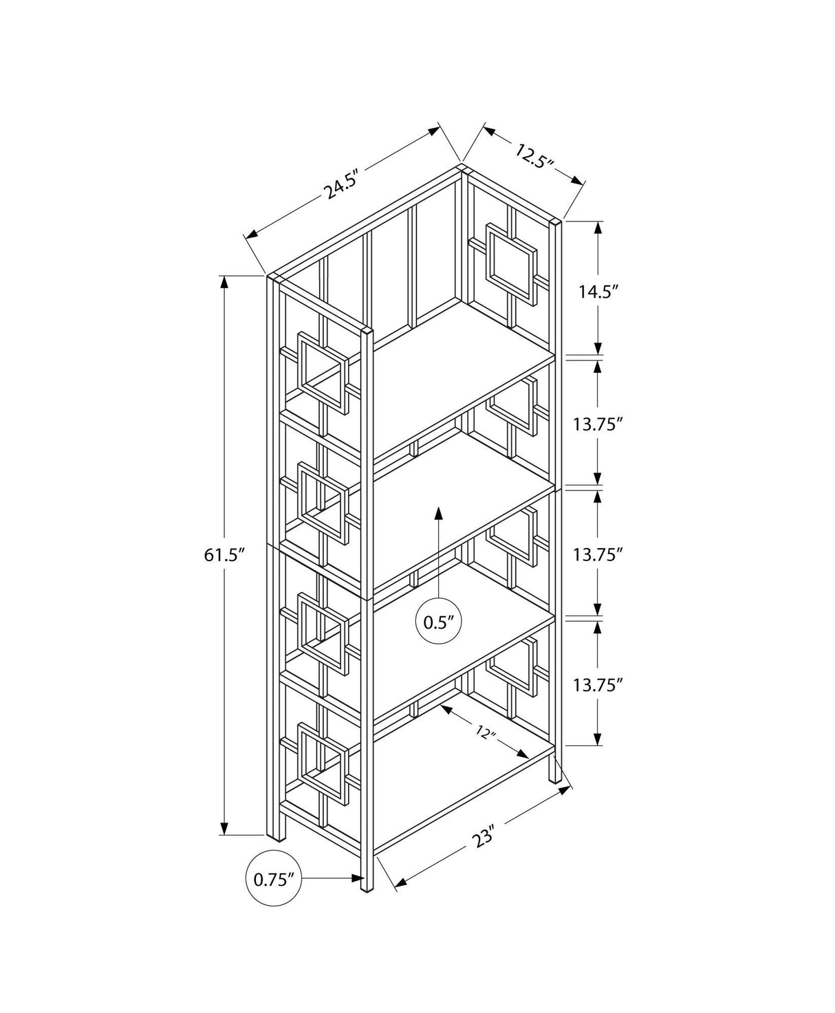 Bookshelf, Bookcase, Etagere, 4 Tier, For Office, Contemporary & Modern - Espresso - Best Buy Furniture