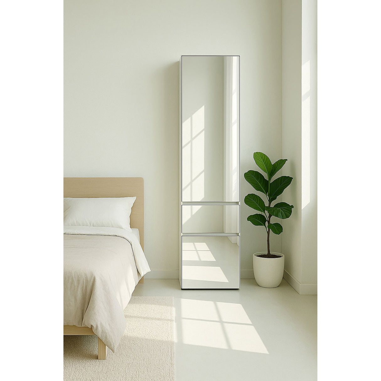 Elise - Modular Closet System With Mirror And Customizable Storage - White