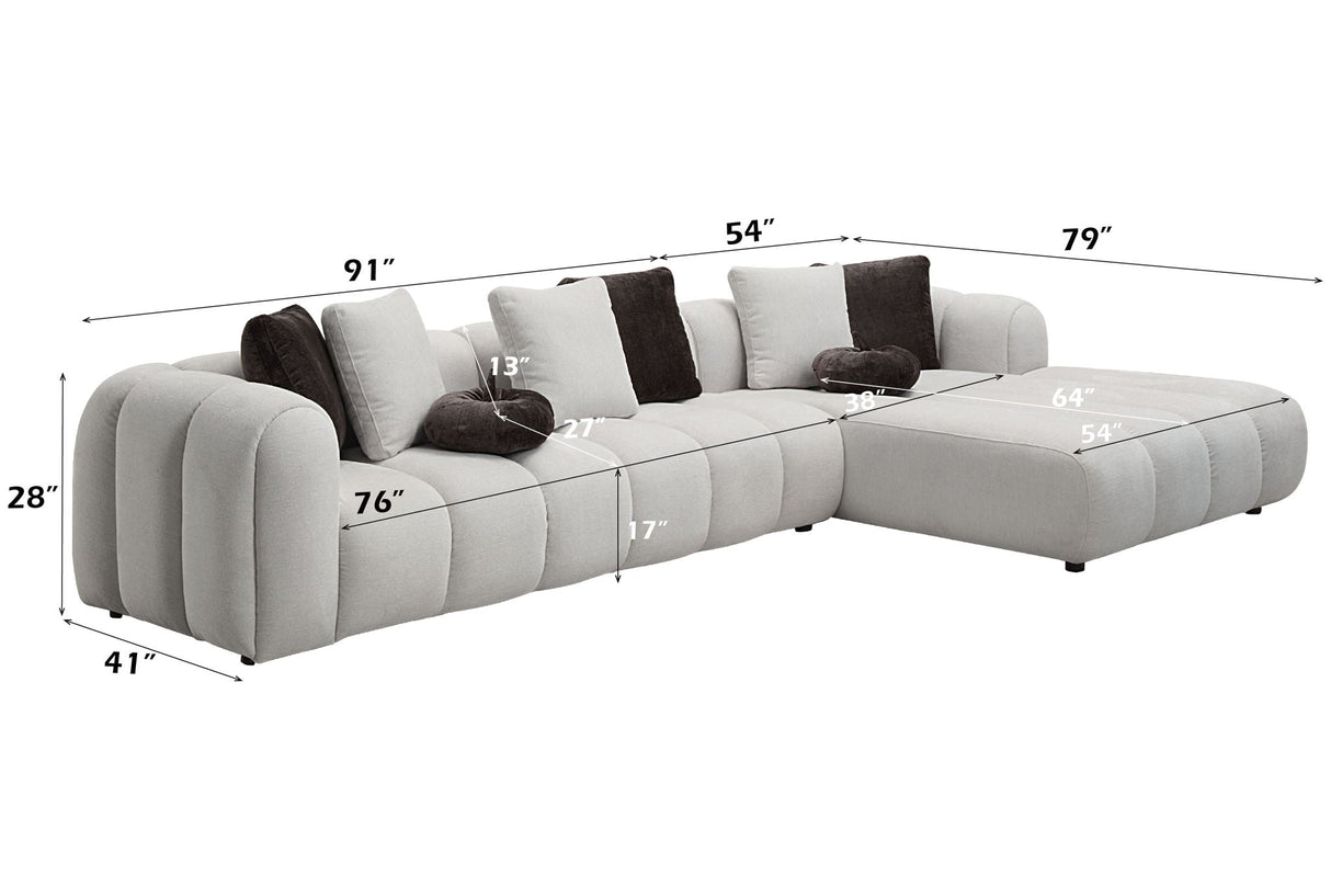 Manilla - Sectional Sofa With 8 Pillows - Ivory White - Best Buy Furniture