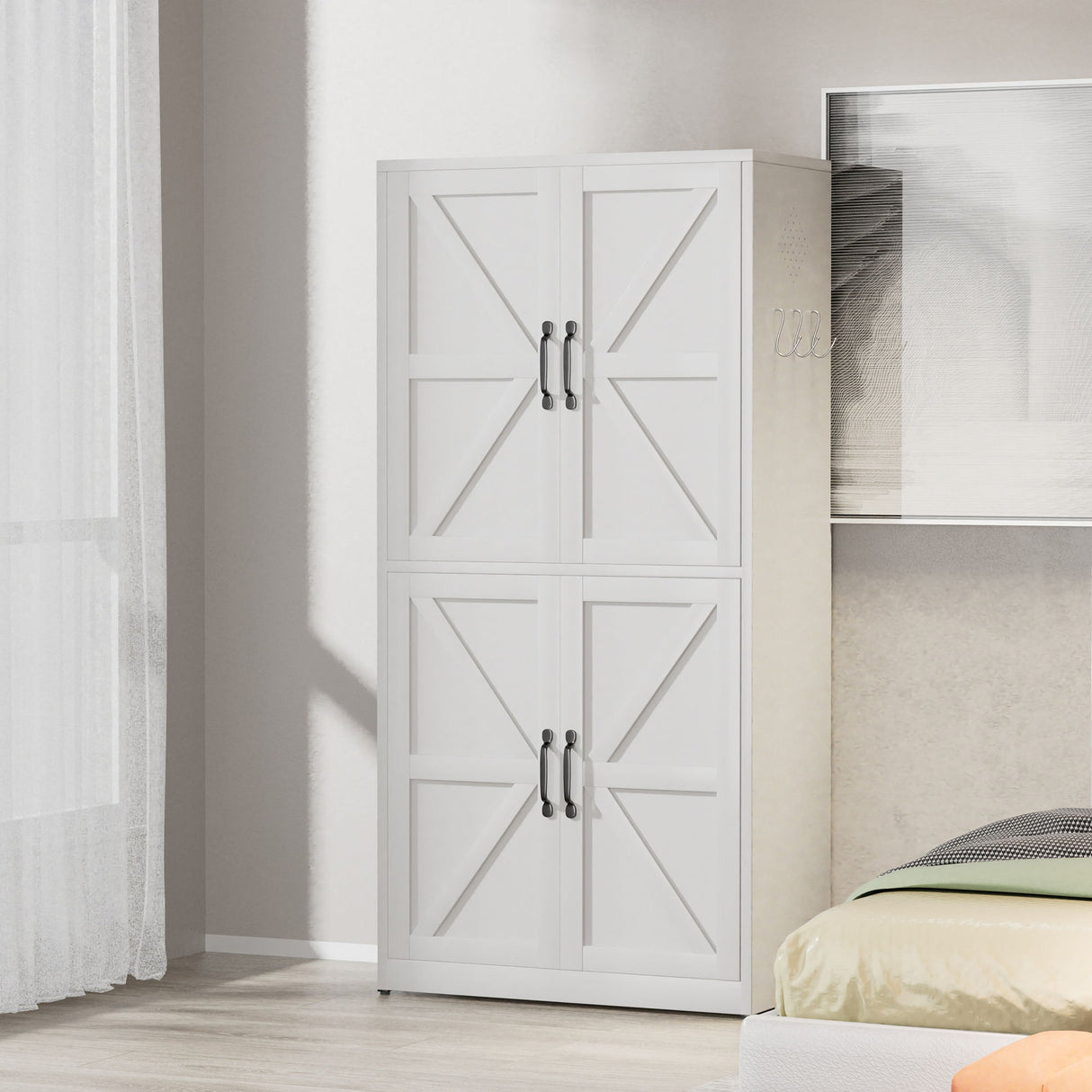 Kitchen Pantry Cabinet With Adjustable Shelves, Heavy Duty Storage - White