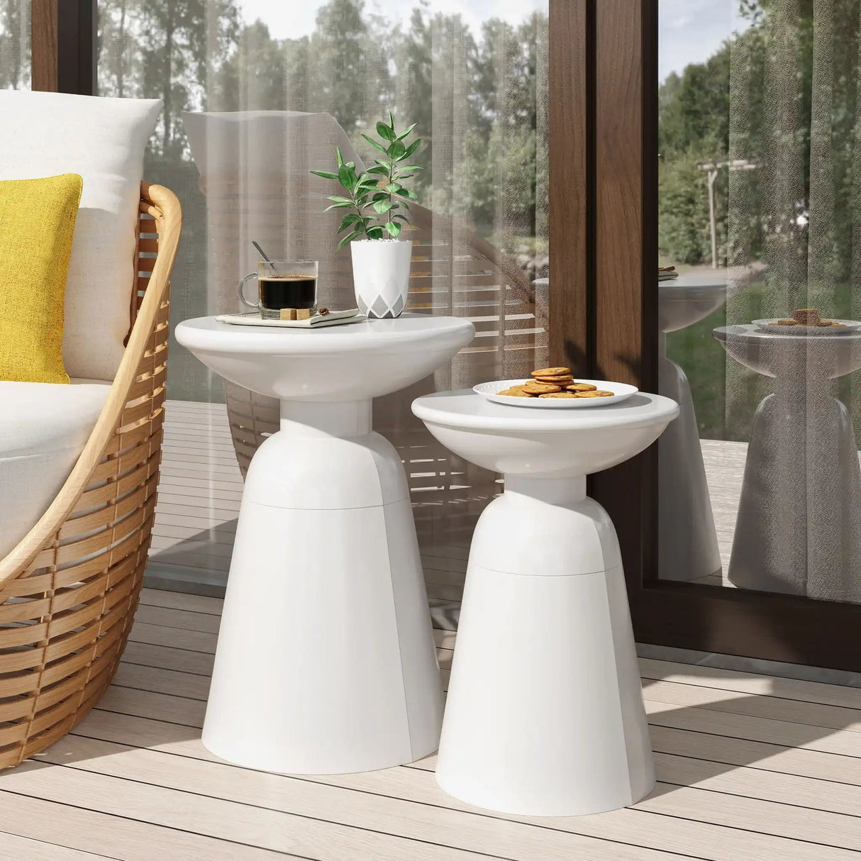 Serenita - Outdoor Side Tables With Flared Design (Set of 2) - Best Buy Furniture