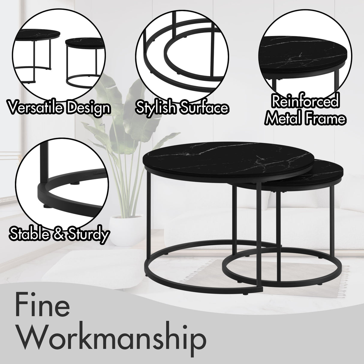 Round Nesting Coffee Table (Set of 2)