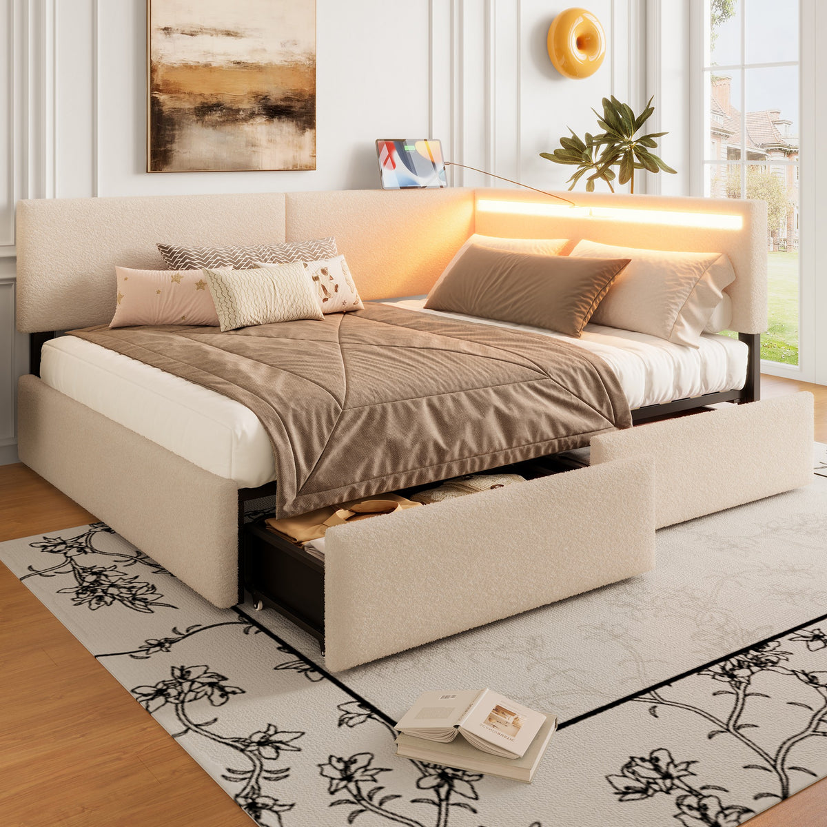 Full Size Upholstered Cloud Bed Frame with Headboard