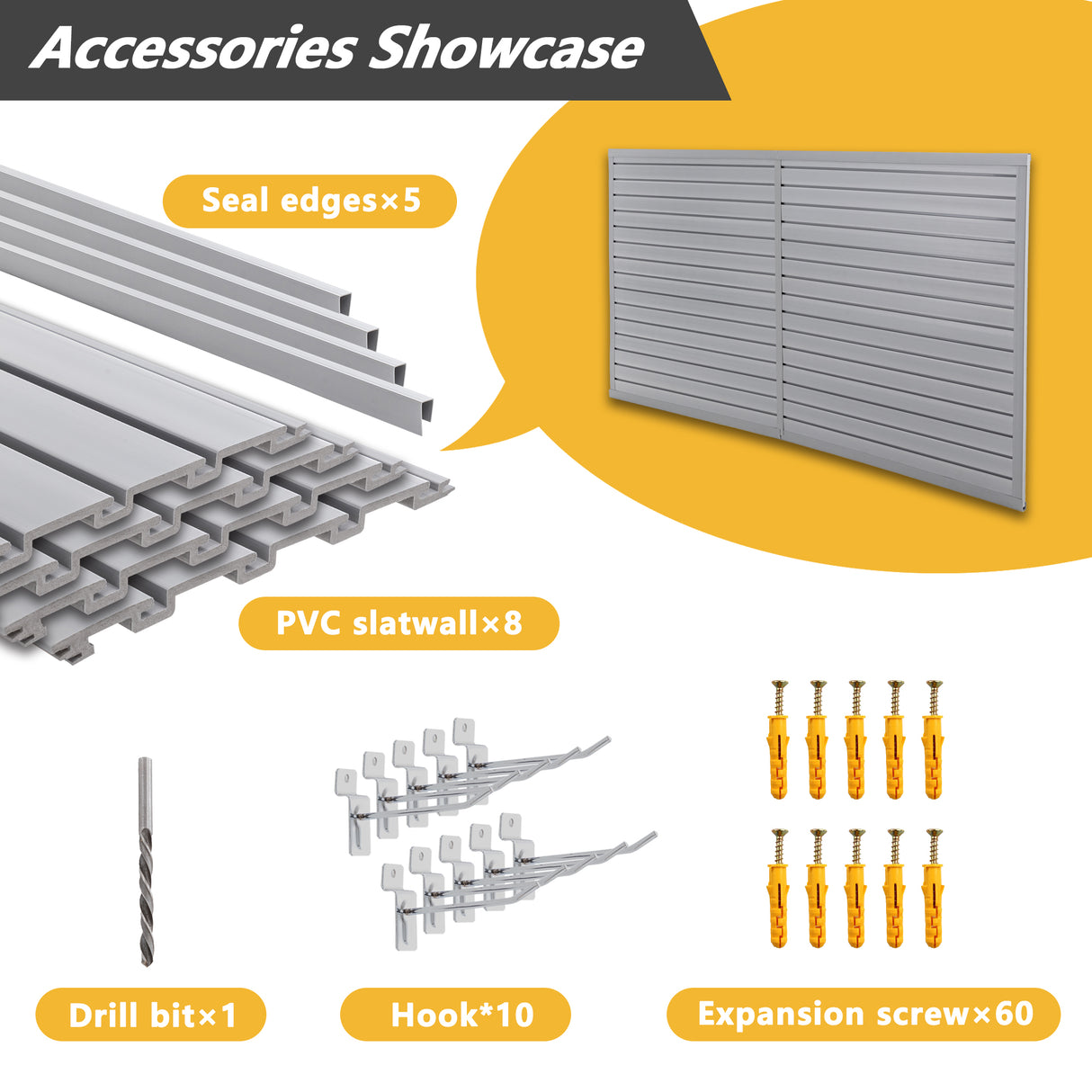 Heavy Duty PVC Slatwall Garage Organizer, 8ft x 4ft