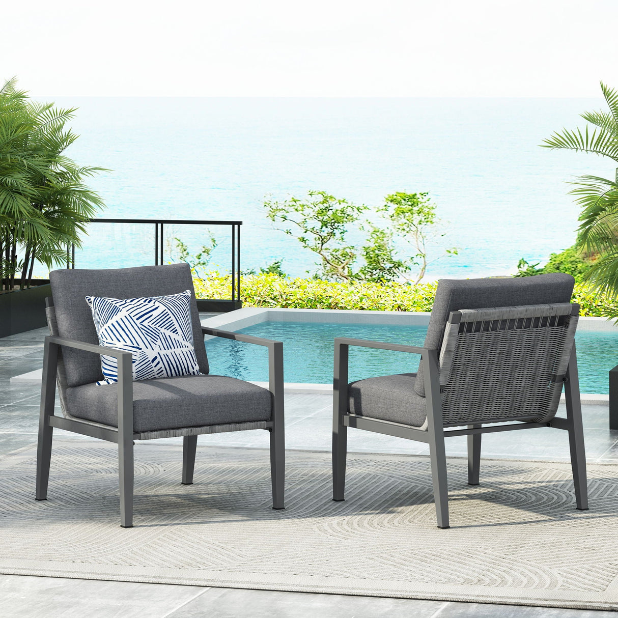 Modern Lounge Chair With Rope Accents And Cushions - Best Buy Furniture