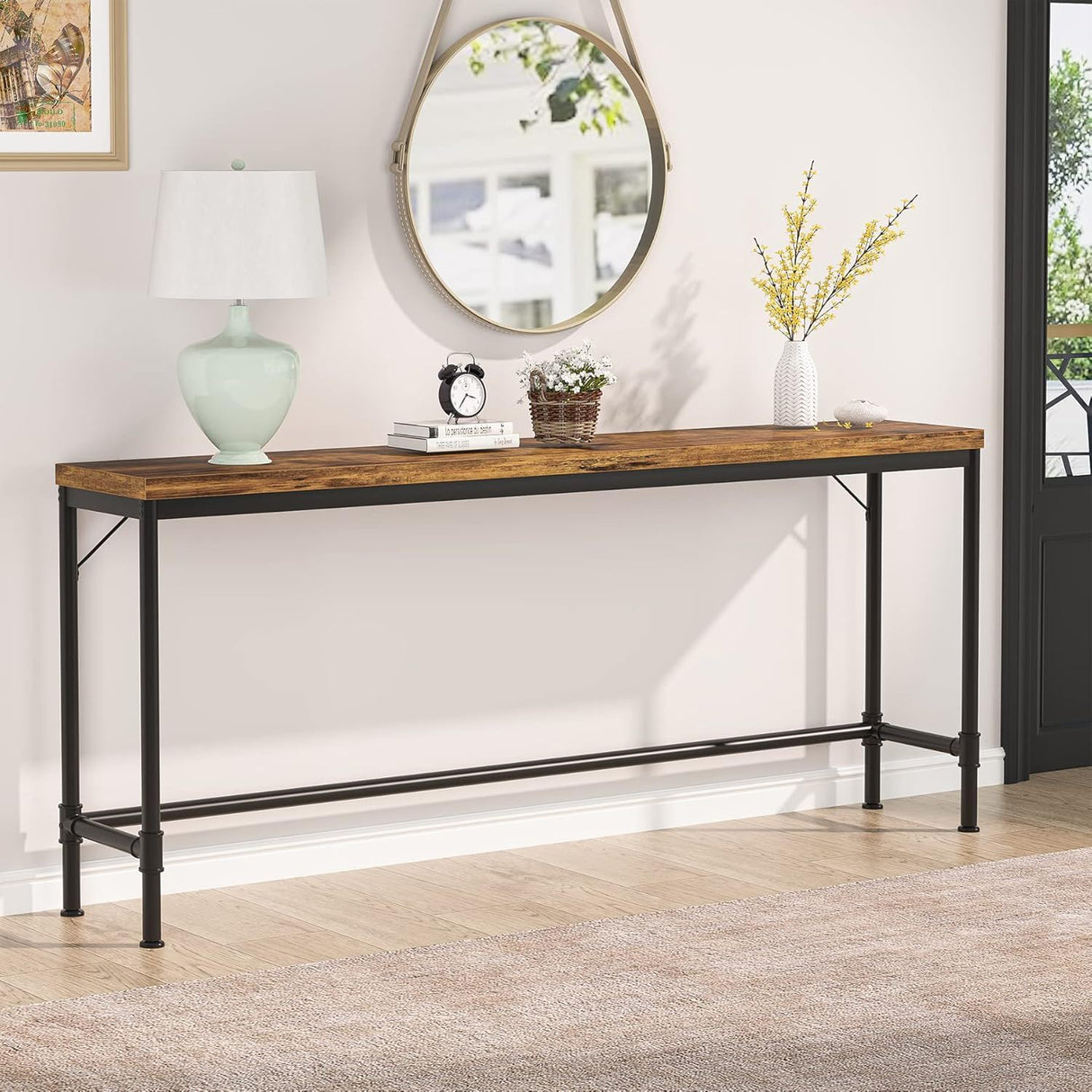 Tribesigns Extra Long Console Table - Brown / Black
