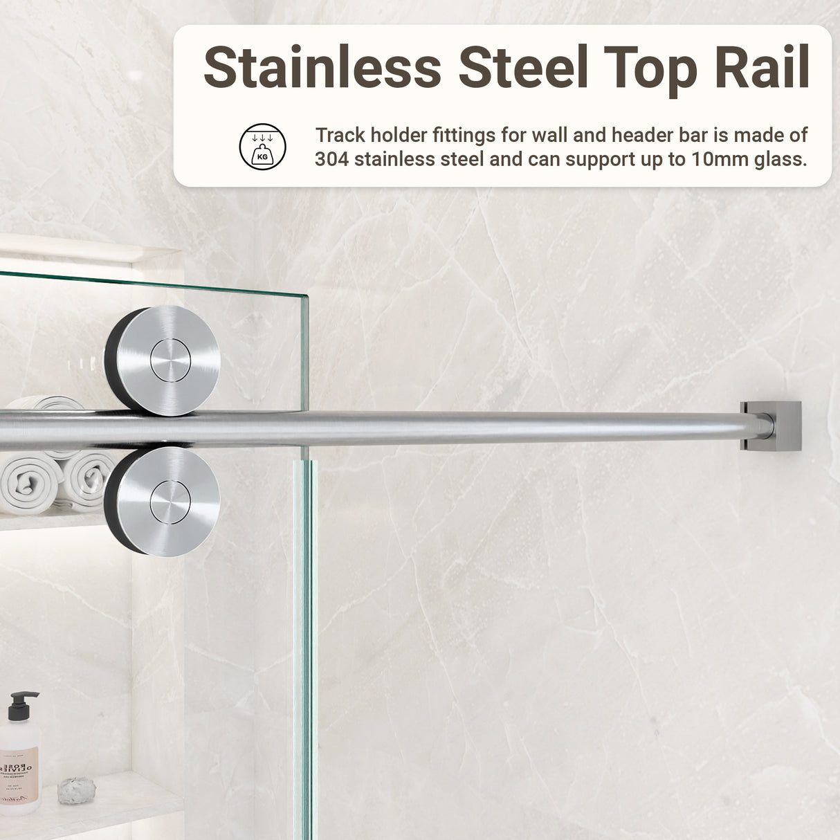 56-60"W x 72"H Frameless Sliding Shower Door – Clear Tempered Glass