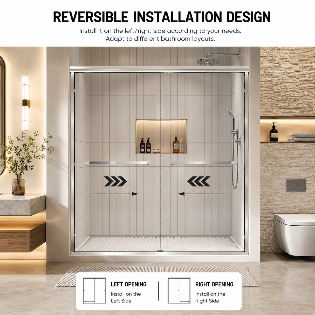 56-60" W x 72" H Framed Double Sliding Shower Door