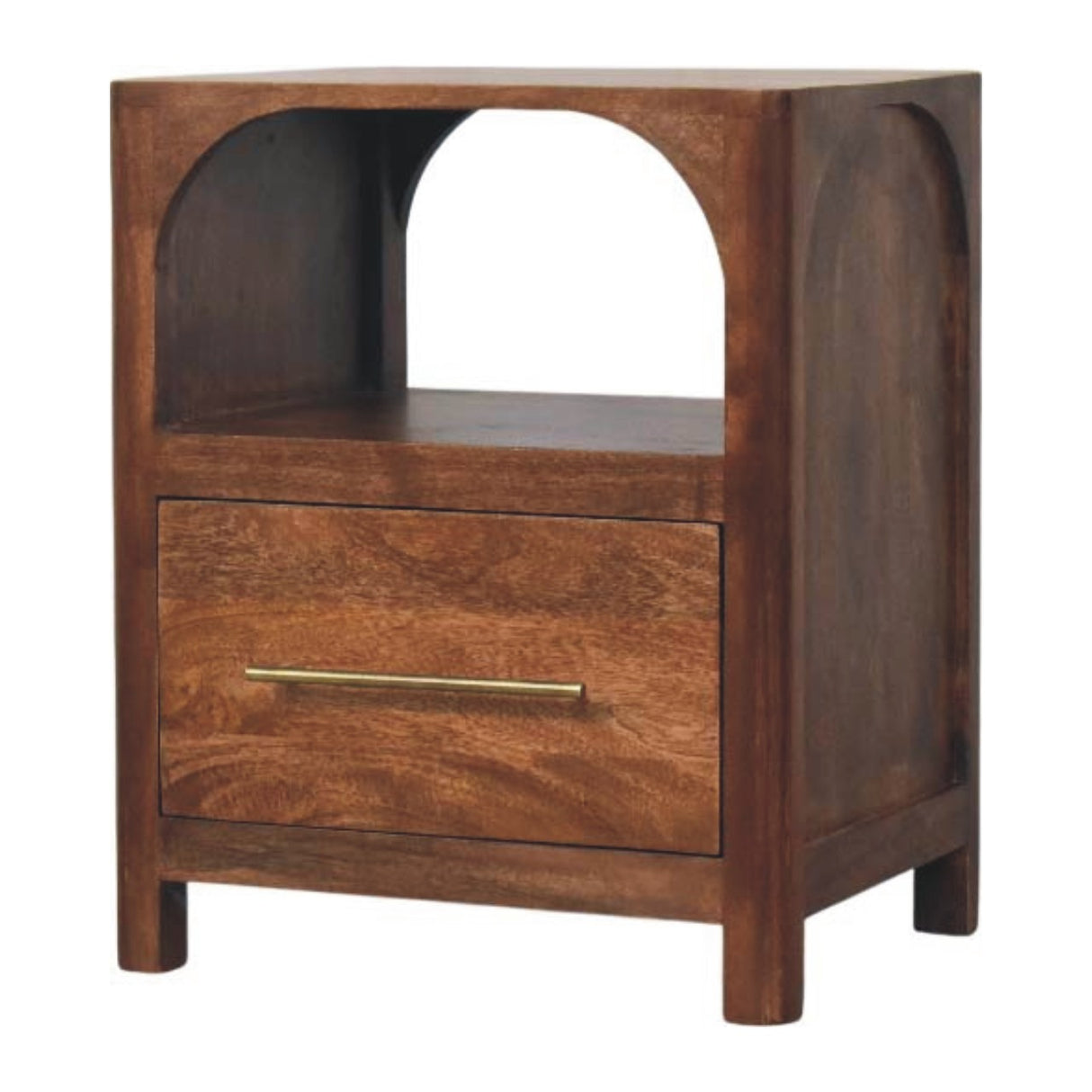 Solid Wood Arc-Line Bedside Table