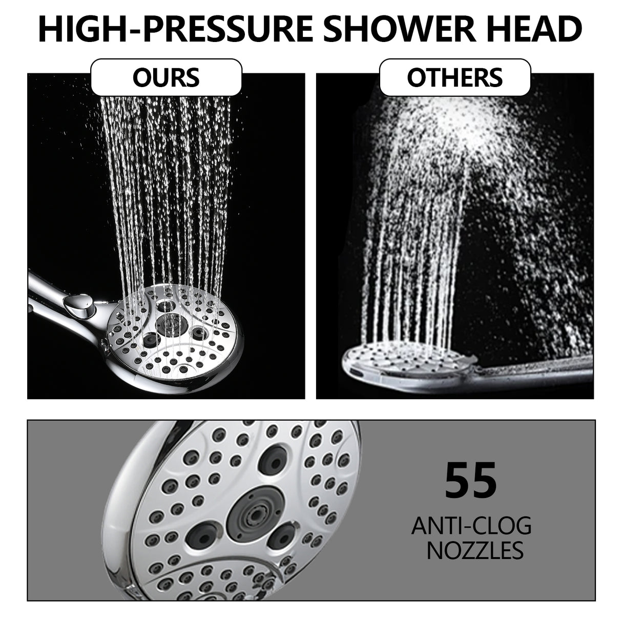 Lift-Up Diverter Bathtub Faucet with 6 Settings Handheld Shower