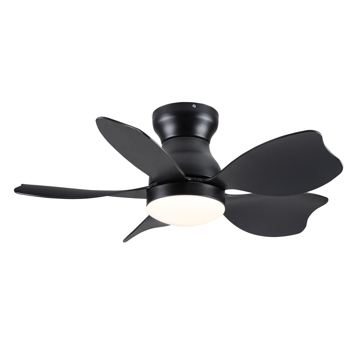 Small Low Profile Flush Mount Ceiling Fan Lighting With Remote Control For Small Room - Black / Matte Black