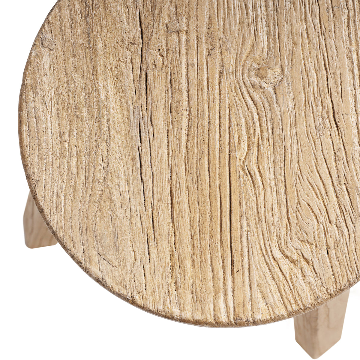 Linden Round Elm Wood Stool, 15.5-Inch, Light Brown