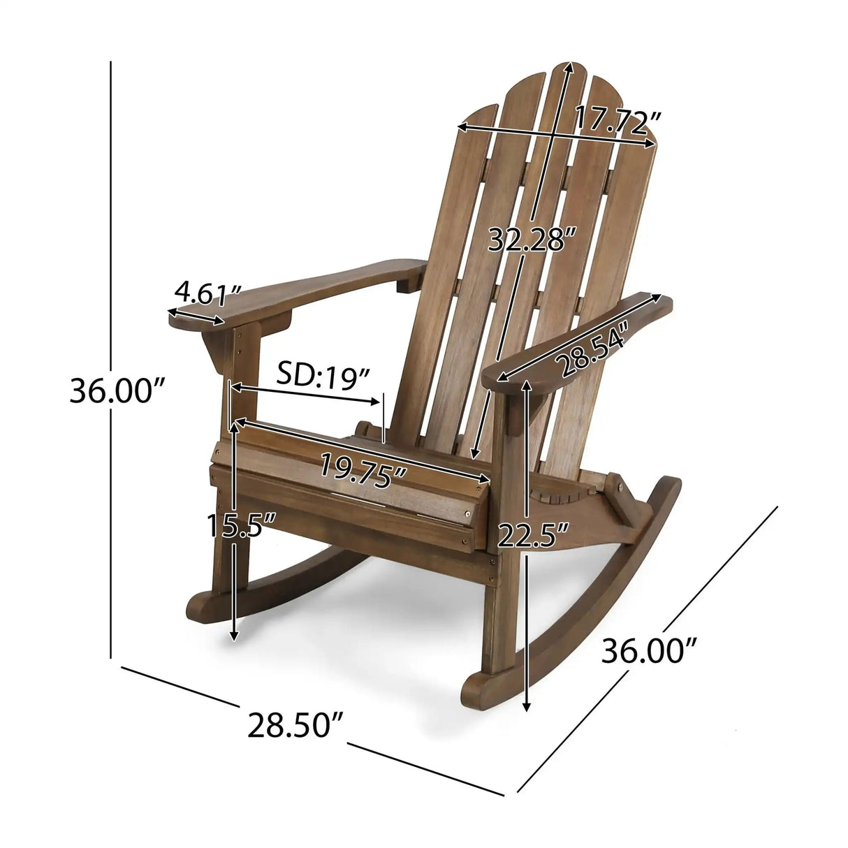 Echoes - Outdoor Acacia Wood Adirondack Rocking Chair - Best Buy Furniture