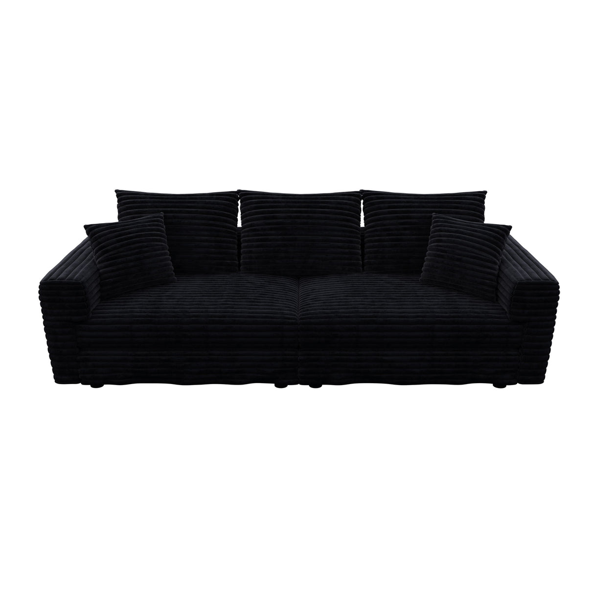 Deep Seat Convertible Sofa With Soft Pillows And Ottomans