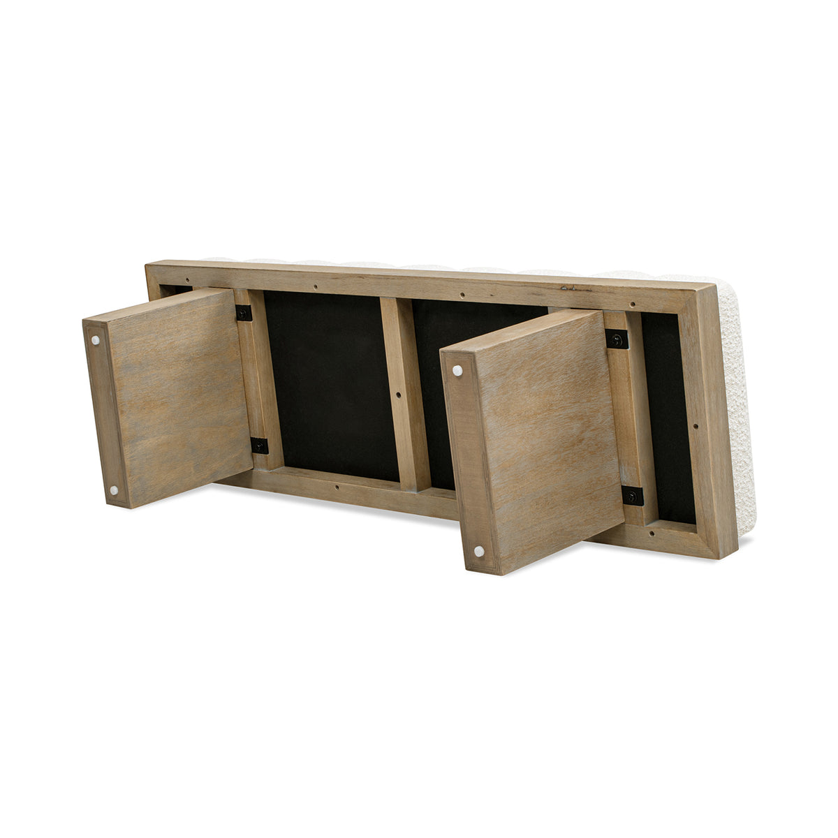 Bella 52-Inch Upholstered Accent Bench, Ivory White Boucle