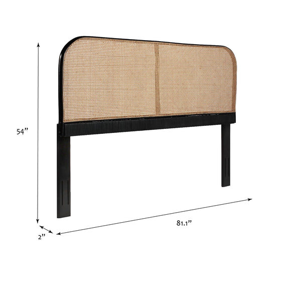 King Size Cane and Teak Rattan Headboard Adjustable Bed