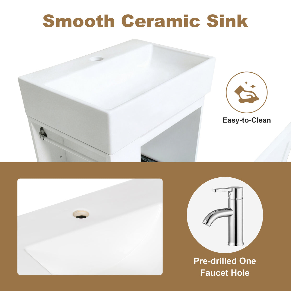 20-Inch Bathroom Vanity with Ceramic Sink and Storage Cabinet