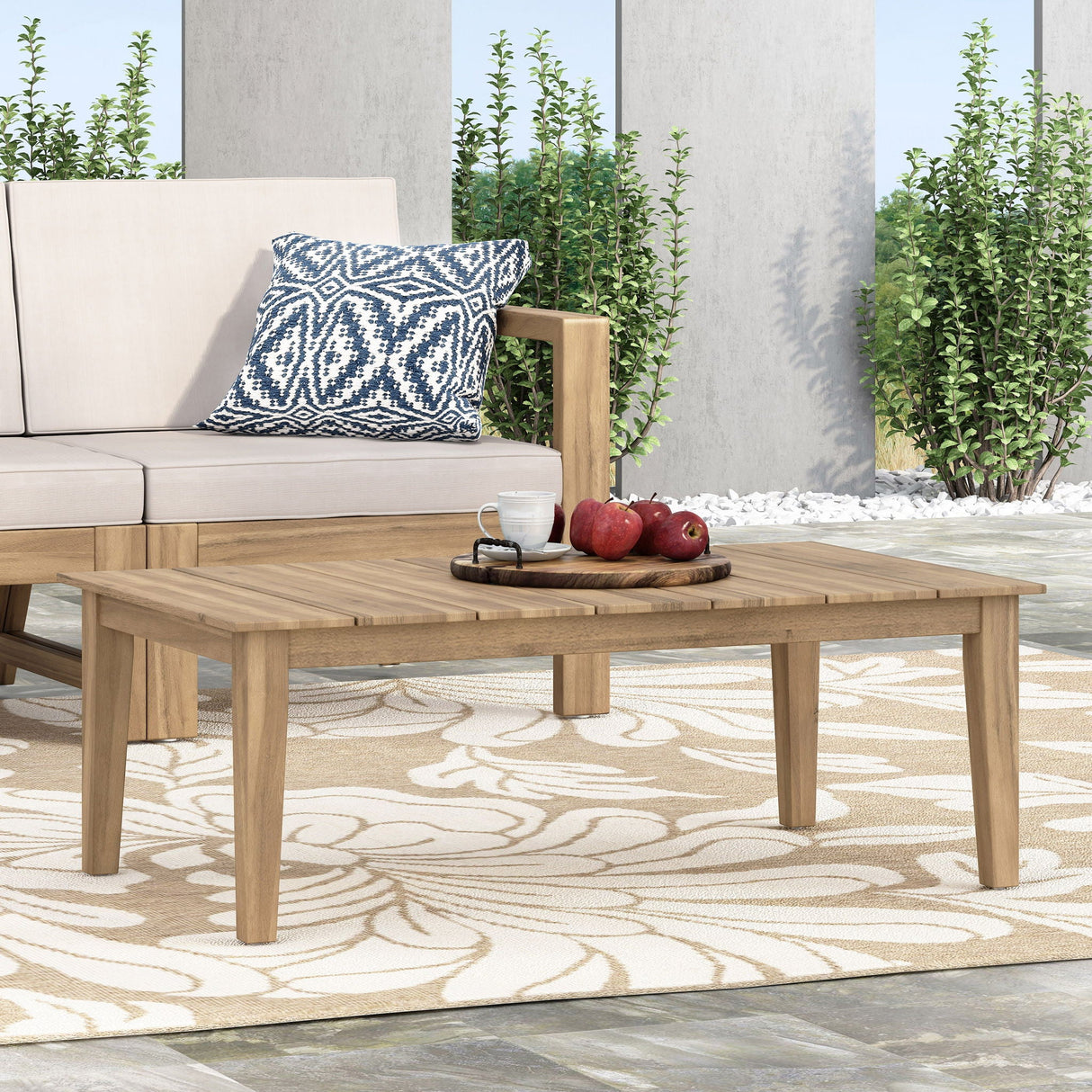 Outdoor Coffee Table With Slat Panel Top - Light Brown - Best Buy Furniture