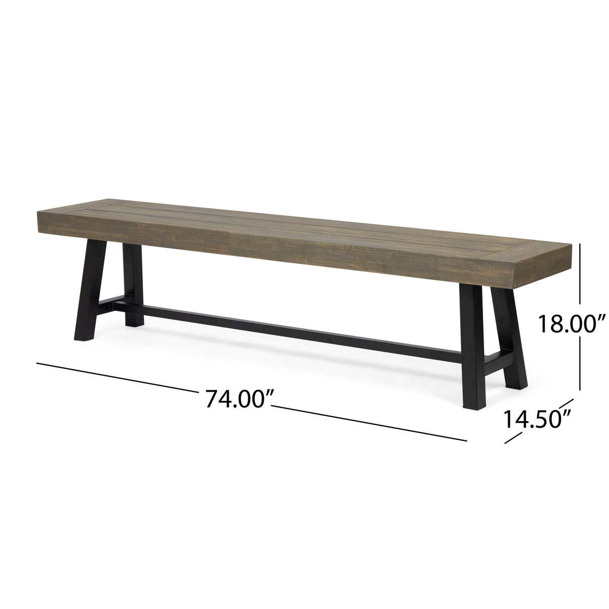 Outdoor Patio Bench - Gray / Rustic Metal - Best Buy Furniture