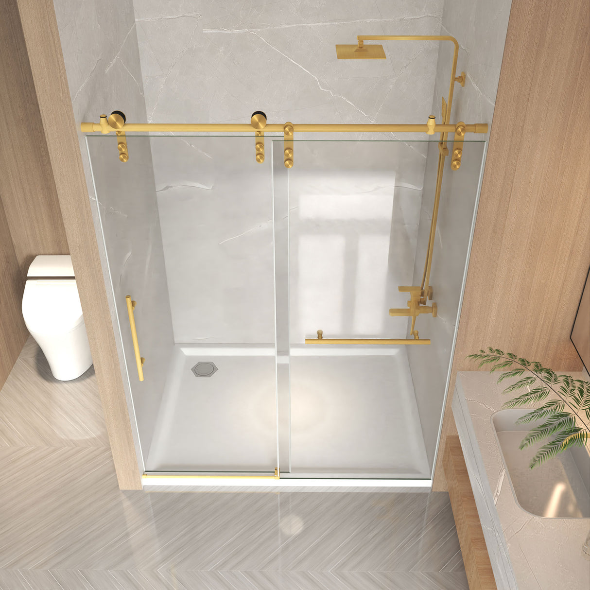 56-60" x 76" Frameless Sliding Shower Door