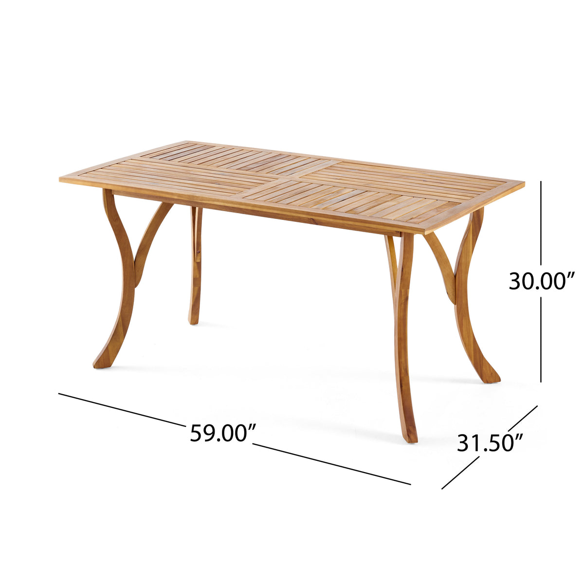 Outdoor 59 Inch Rectangular Solid Wood Dining Table - Teak Finish