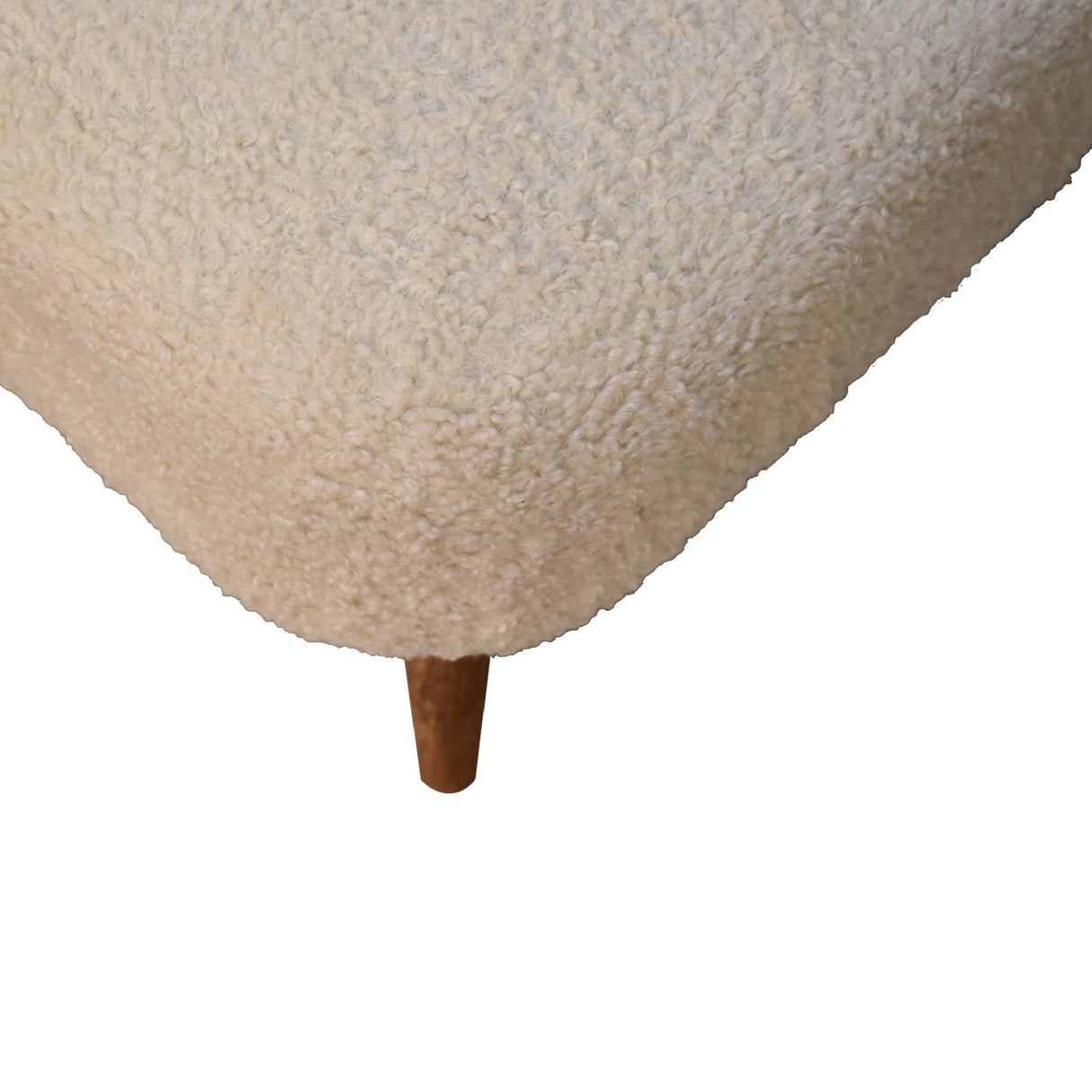Solid Wood Boucle Upholstered Square Footstool