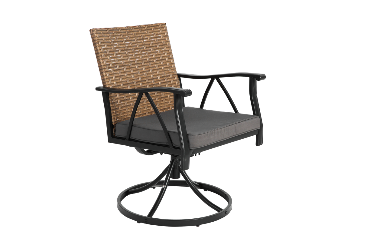 5 Piece Patio Dining Set for 4 with Swivel Rocker Chairs and Steel Table Top