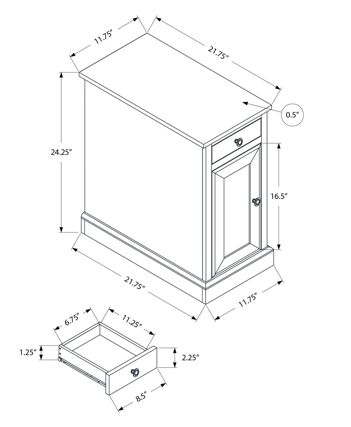 Accent End Table, Storage Drawer, Versatile Design - Espresso - Best Buy Furniture