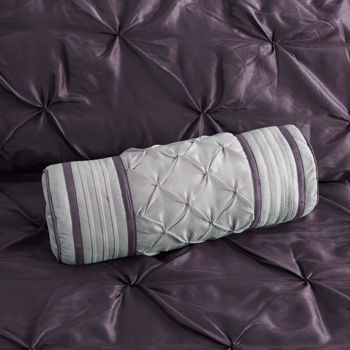7 Piece Tufted Comforter Set Plum Queen