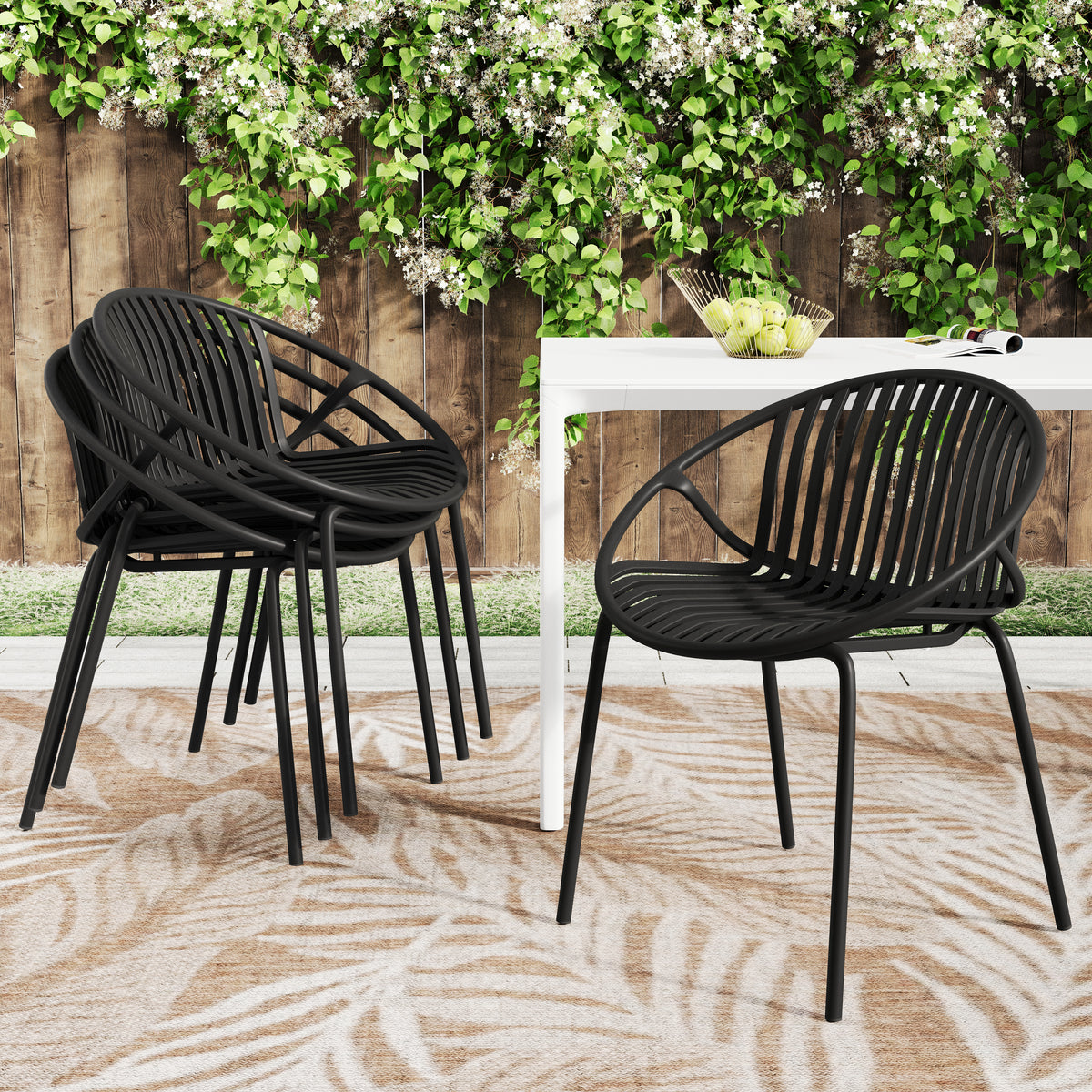 Stackable Patio Dining Chairs Set of 2